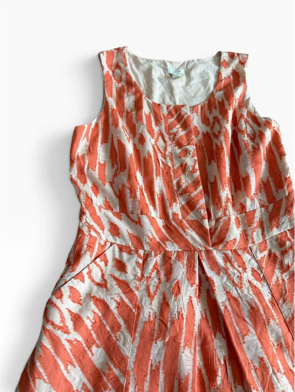 J. Crew orange ikat textured shift dress sz 6